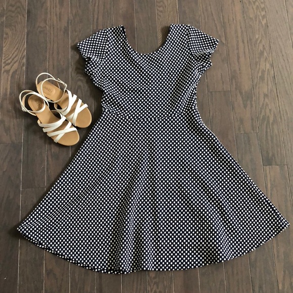 Le Lis Dresses & Skirts - Le Lis flirty navy and white polka dot dress